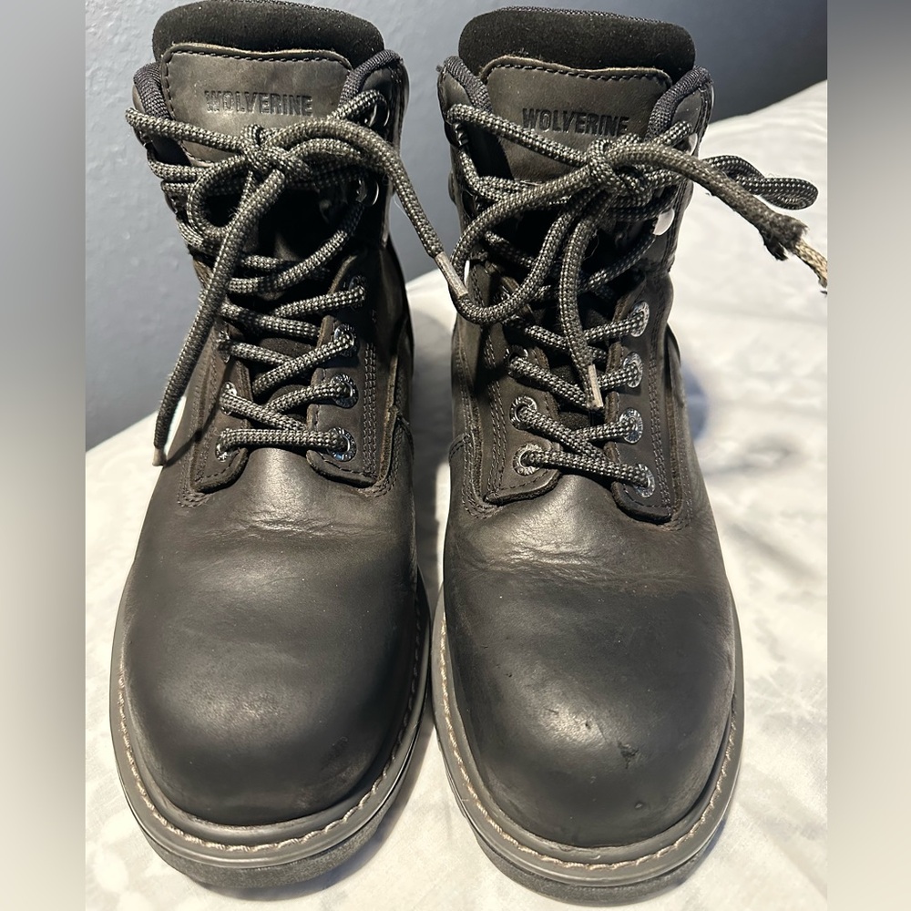 Wolverine Men's steel toe Leather black Boots size 8.5